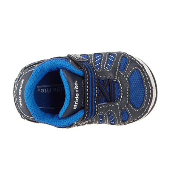 NEW Stride Rite Baby SRT Chip Royal Deep Blue Soft Motion Leather Mesh Sneakers - Picture 3 of 6